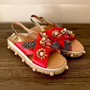 New red handmade sandals. New . Never used.
